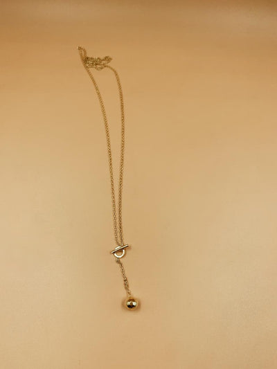 Mini Y Toggle Drip Brass Necklace