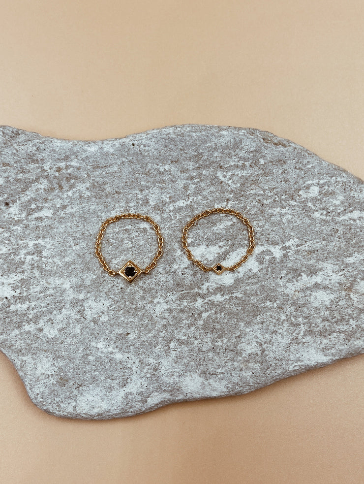 Mini Kappu Square Chain Ring | 18kt Solid Gold
