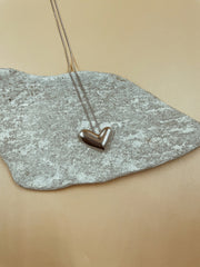 Big Intuitive Abstract Heart Necklace in Silver Tone