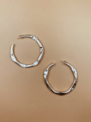Big Crater Hoops In Silver Tone
