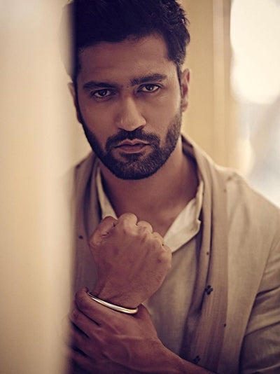 Vicky Kaushal in Narrow Chimbai Cuffs in Silver Tone