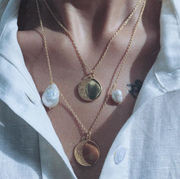 Medium Moon Medallion Necklace in Silver Tone