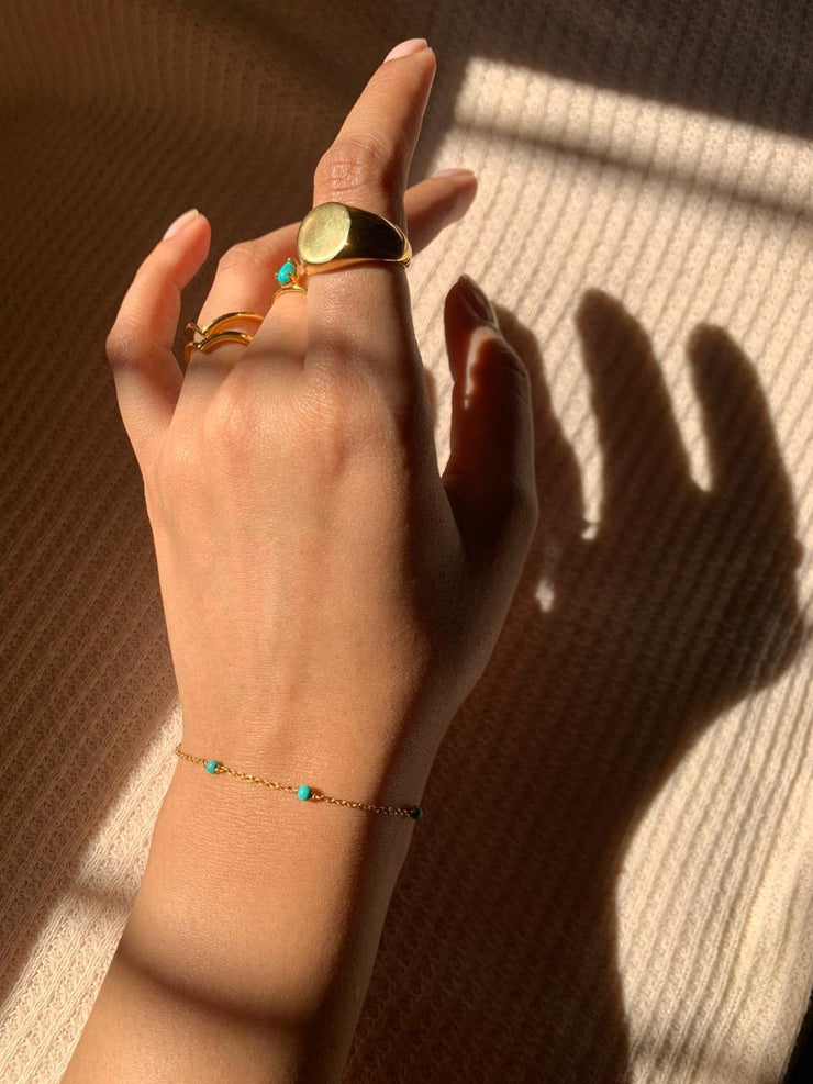 Nebula Turquoise Chain Bracelet in Silver Tone