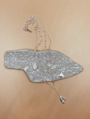 Butterfly Wings Double Layered Charm Necklace In Silver Tone