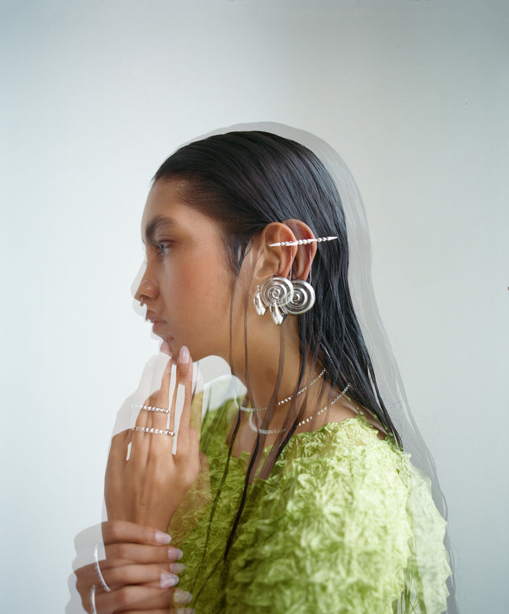 Retrospect Studs in Silver Tone