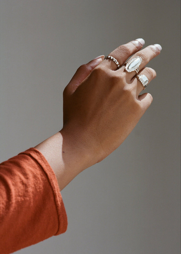 Bravura Ring in Silver Tone