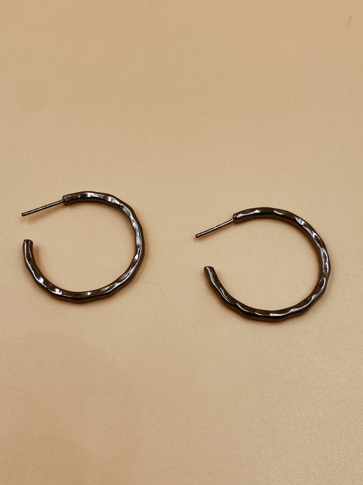 Small Sliced Tycho Hoops in Gunmetal