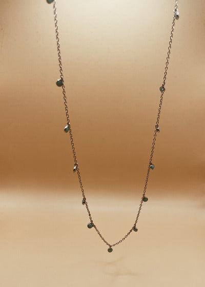 Short Blue Turquoise Moon Shaker Necklace in Silver Tone