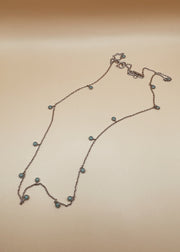 Medium Blue Turquoise Moon Shaker Necklace in Silver Tone
