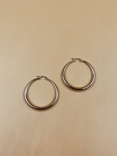 Leslie Hoops in Silver Tone