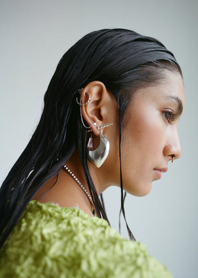 Big Fairuz Hoops in Silver Tone
