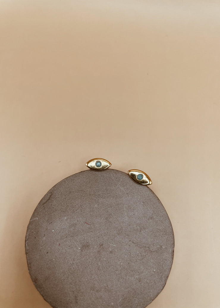 Evil Eye Miniature Studs in Gold Tone