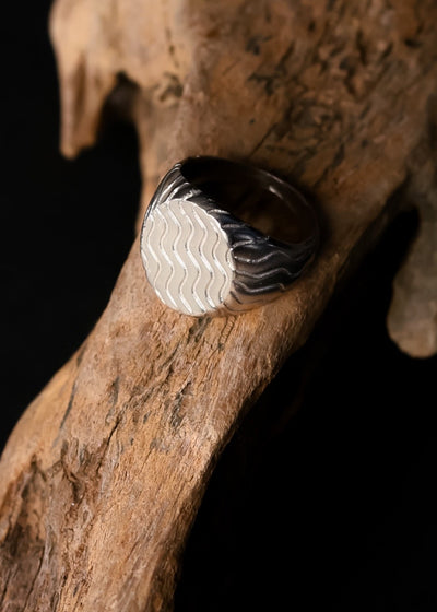 Transcendent Wind Signet Ring in Silver Tone