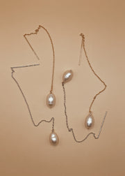 Cloud Pearl Threader Earrings Silver