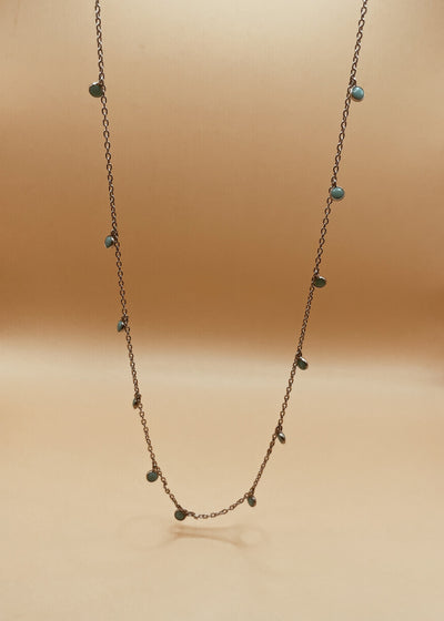 Medium Blue Turquoise Moon Shaker Necklace in Silver Tone