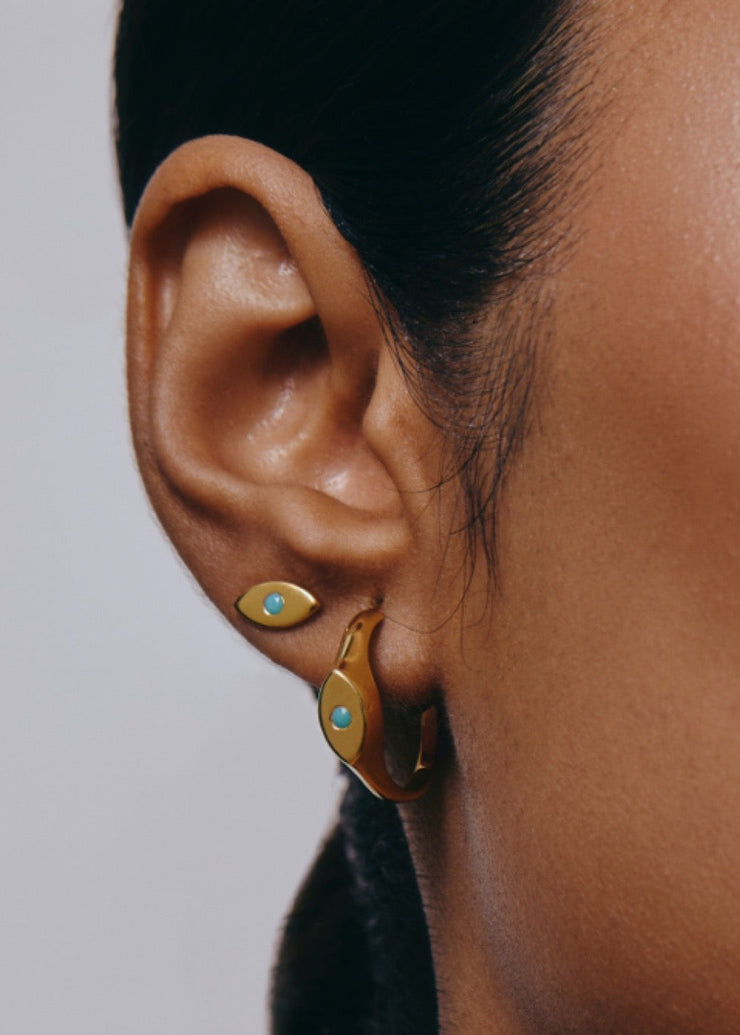 Evil Eye Miniature Studs in Gold Tone