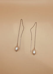 Cloud Pearl Threader Earrings Silver