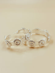 Little Daisy Metal Hoops in Silver Tone