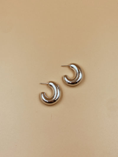 Featherlight Puffy Hoops in Silver Tone