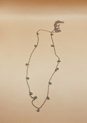 Medium Blue Turquoise Moon Shaker Necklace in Silver Tone