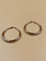 Leslie Hoops in Silver Tone