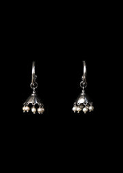 Darling Seed Pearl Jhumka Charms in Silver Tone