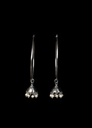 Darling Seed Pearl Jhumka Charms in Silver Tone