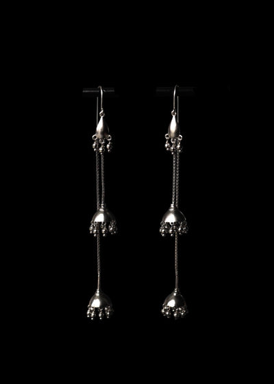 Darling Jhumkas in Silver Tone - Long