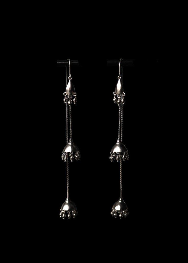 Darling Jhumkas in Silver Tone - Long