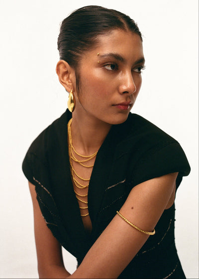 Pyramid Arm Cuff in Gold Tone