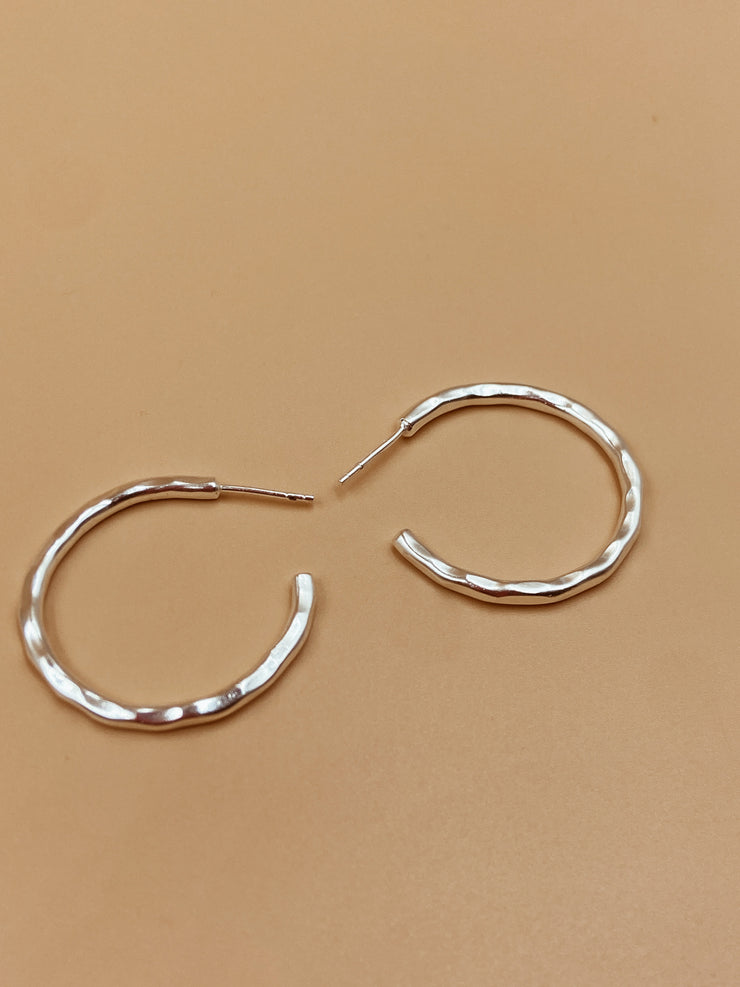 Small Sliced Tycho Hoops in Silver Tone