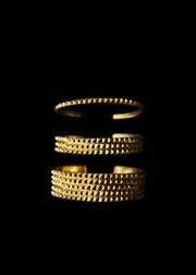 Triple Line Pyramid Wrist Cuff in Gold Tone