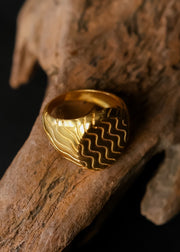 Transcendent Wind Signet Ring in Gold Tone