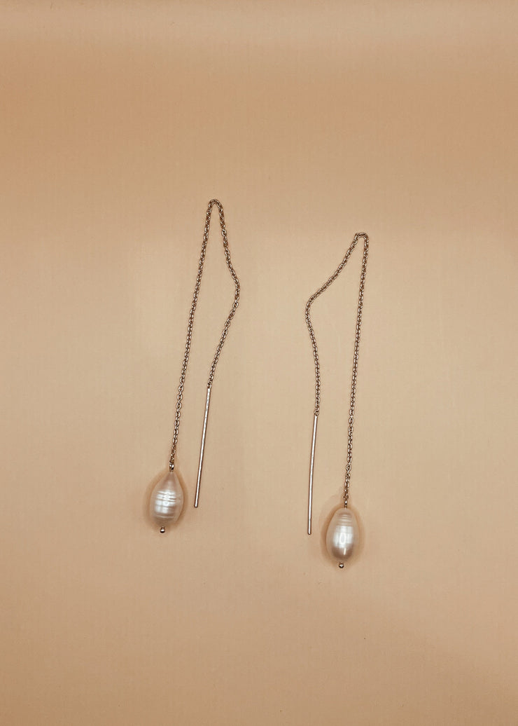 Cloud Pearl Threader Earrings Silver