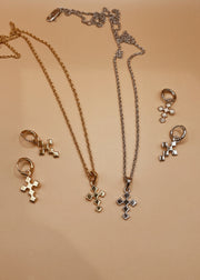 Mini Dori Cross Huggie Drops in Gold