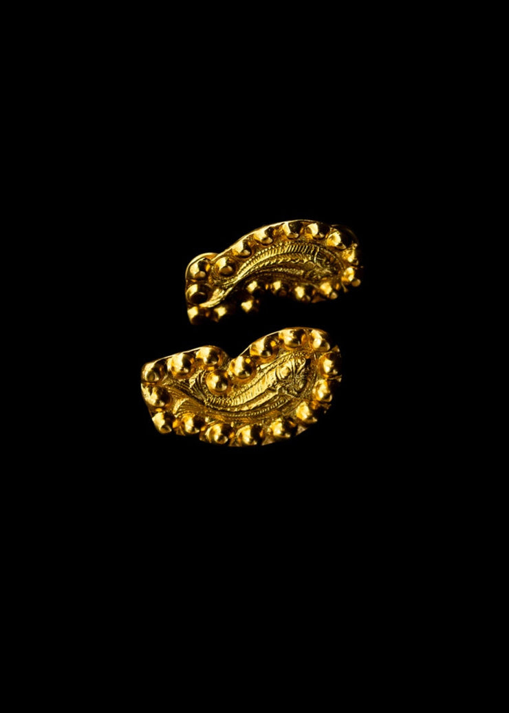 The Medieval Fish mis-matched Ear Climber in Gold Tone