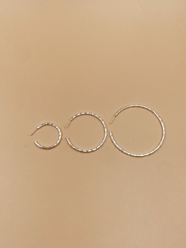 Big Sliced Tycho Hoops in Silver Tone