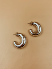 Featherlight Puffy Hoops in Silver Tone