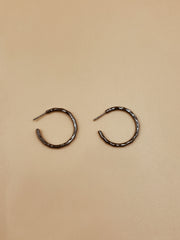 Small Sliced Tycho Hoops in Gunmetal