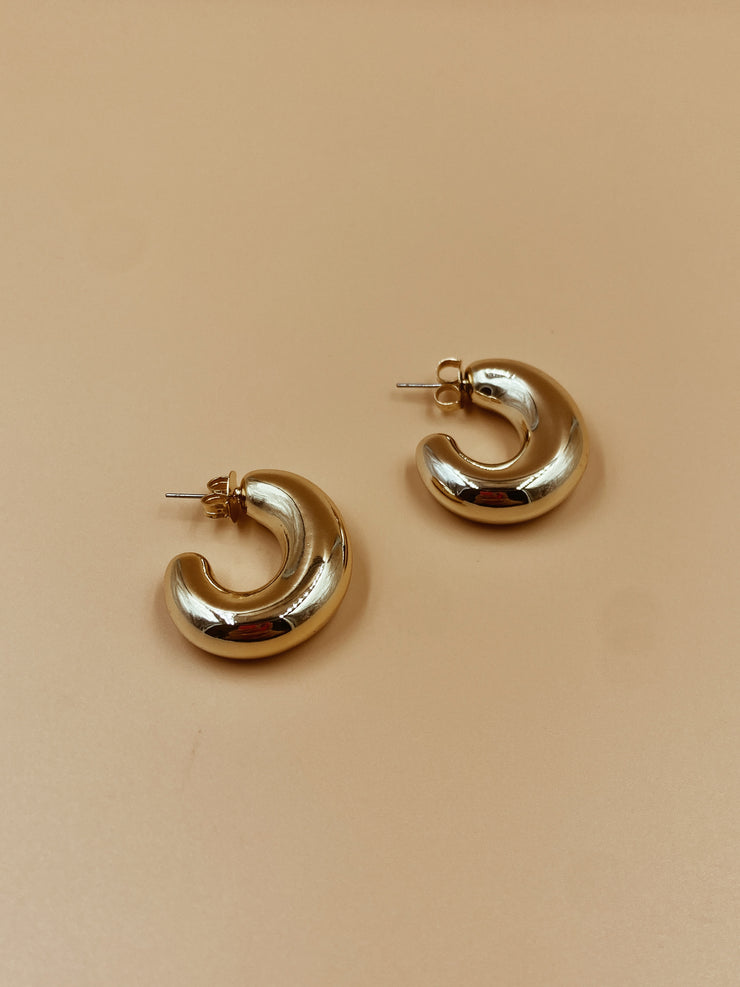 Featherlight Puffy Hoops in Gold Tone