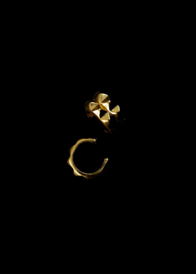 Double Line Pyramid Ear Cuff in Gold Tone