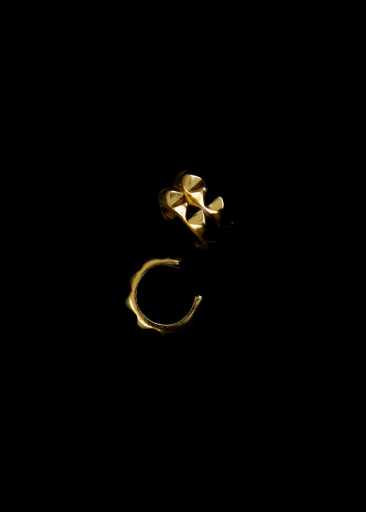 Double Line Pyramid Ear Cuff in Gold Tone
