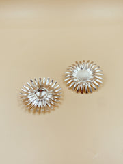 XL Divine Daisy Studs in Silver Tone