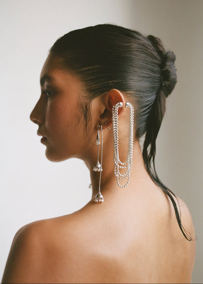 Darling Jhumkas With Seed Pearls in Silver Tone - Long