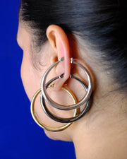 Leslie Hoops in Silver Tone