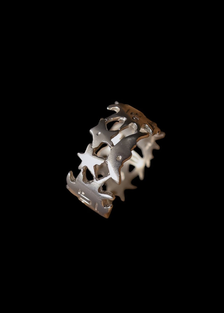 Ciel Moon & Stars Ring in Silver Tone
