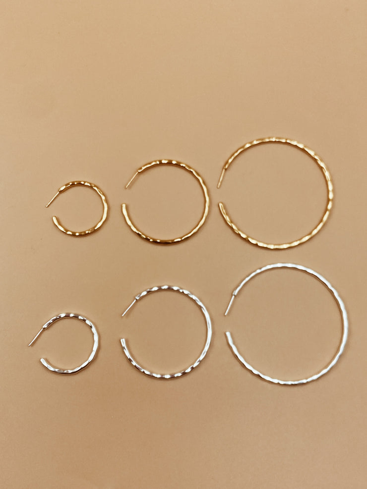 Small Sliced Tycho Hoops in Silver Tone