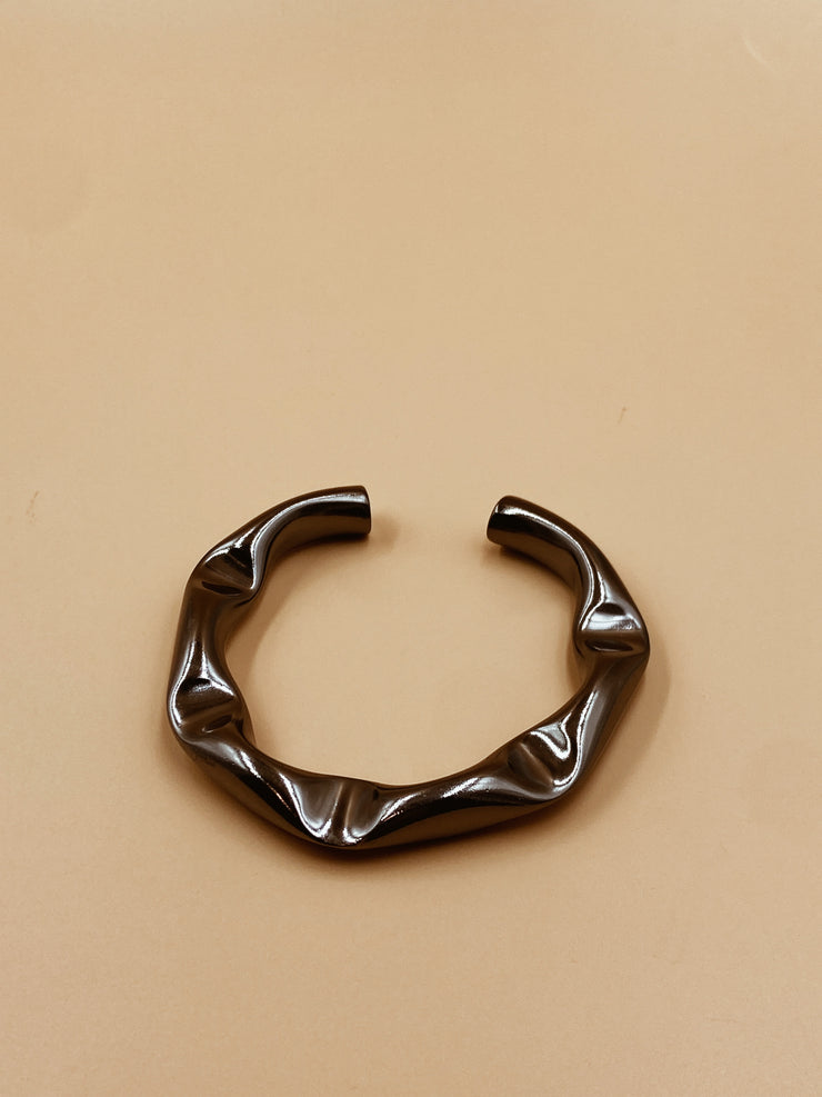 Crater Chunky Bangle in Gunmetal