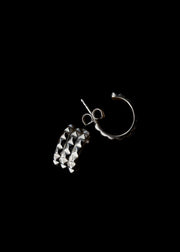 Triple Line Pyramid Hoops in Silver Tone