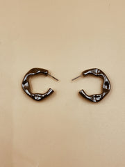 Small Crater Hoops in Gunmetal